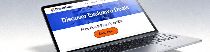 设计精美的独立站落地页在笔记本电脑屏幕上展示，突出清晰的行动号召按钮与价值主张