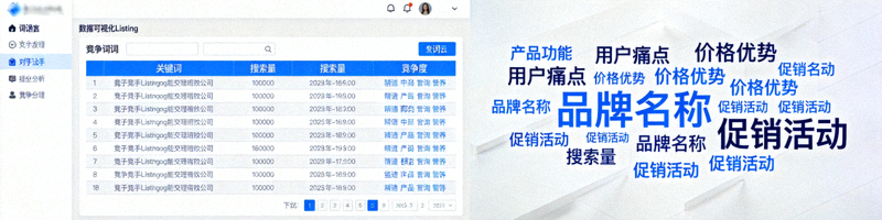 通过工具分析竞争对手Listing所收录关键词的表格与词云图可视化报告